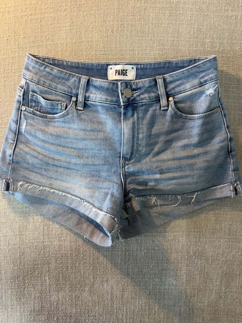 PAIGE Jimmy Jimmy Light Wash Denim Jean Shorts Size 25